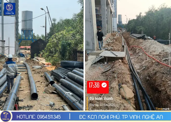 Dự án đi đường ống nước tại nhà máy giấy